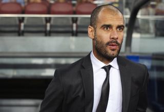 Barcelona coach Pep Guardiola during a game against Sporting Gijon in September 2010.