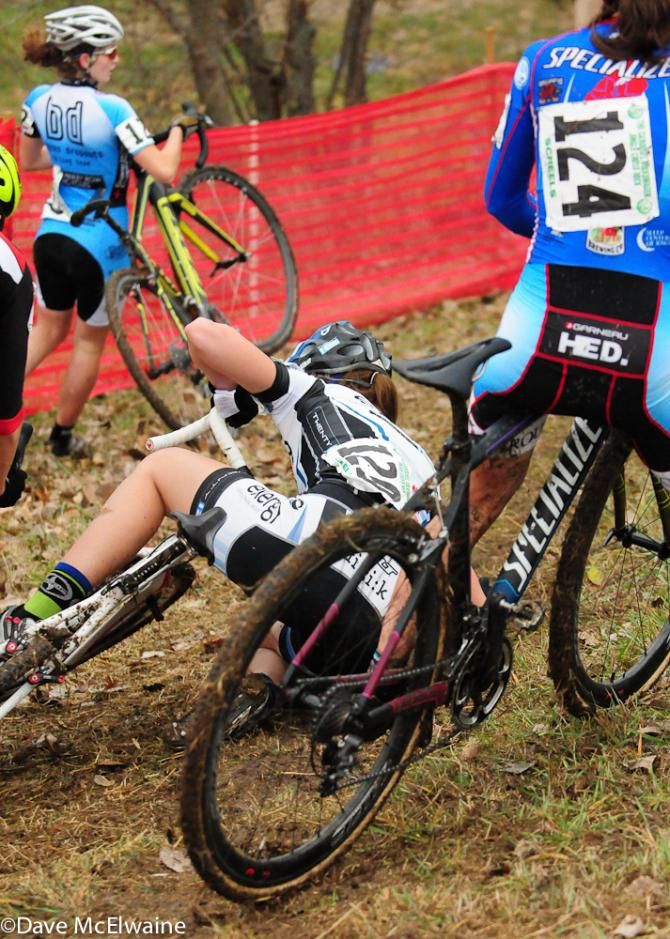 A crash on the descent off the hill