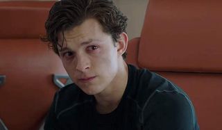 Tom Holland crying as Peter Parker in Spider-Man: Far From Home