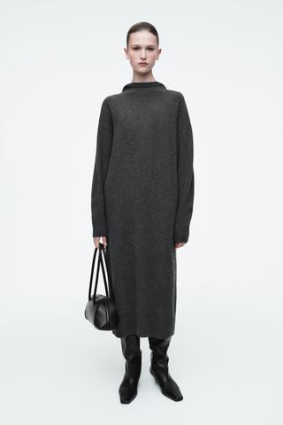 Hooded Merino Wool Maxi Dress