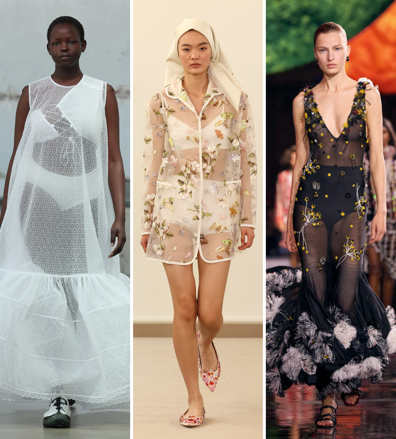 Cecilie Bahnsen, Giambattista Valli, Chanel ss26 runways sheer dresses