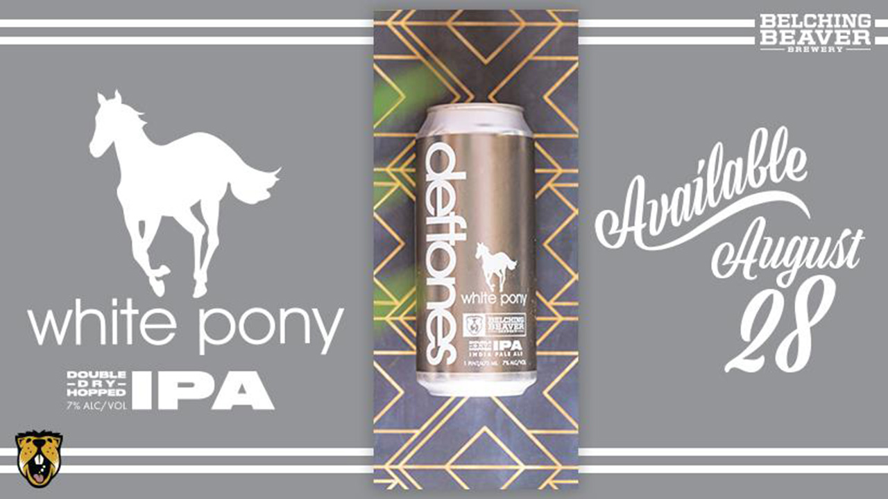 Empty Can DEFTONES BELCHING BEAVER Brewing White Pony IPA 20th Anniversary 