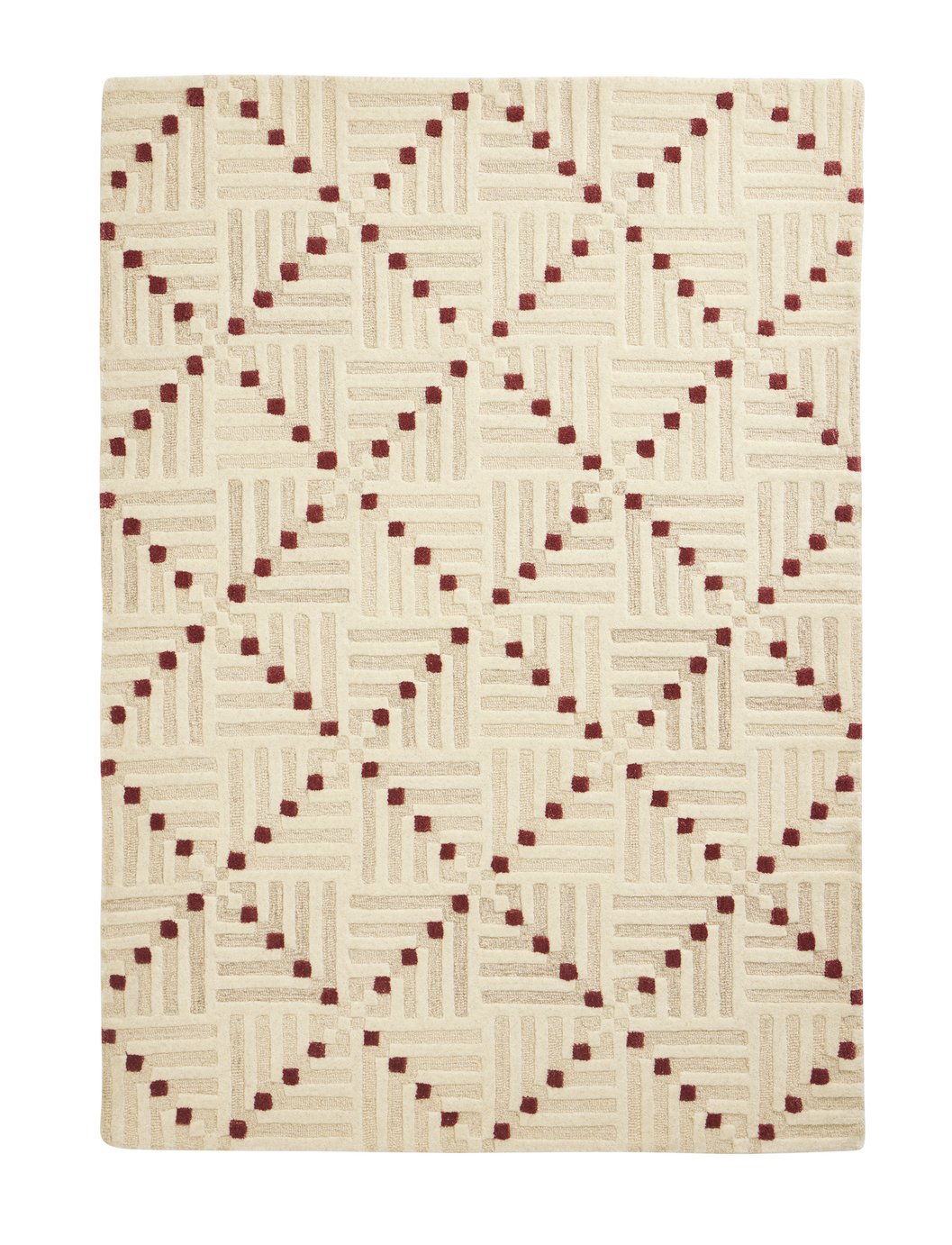 Habitat Crosshatch Square Beige Wool Cut Pile - 120x170cm