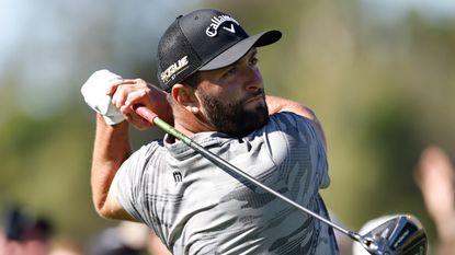 World No.1 Jon Rahm plays a tee shot during the 2022 Genesis Invitational