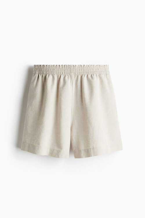 Linen-Blend Shorts - Black