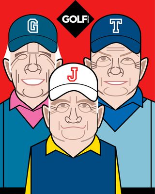 A cartoon of the three honorary starters at the 2022 masters