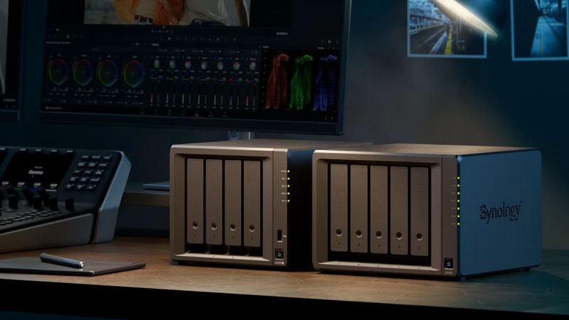 The Synology DiskStation DS925+ and DX525 NAS units placed on a desk