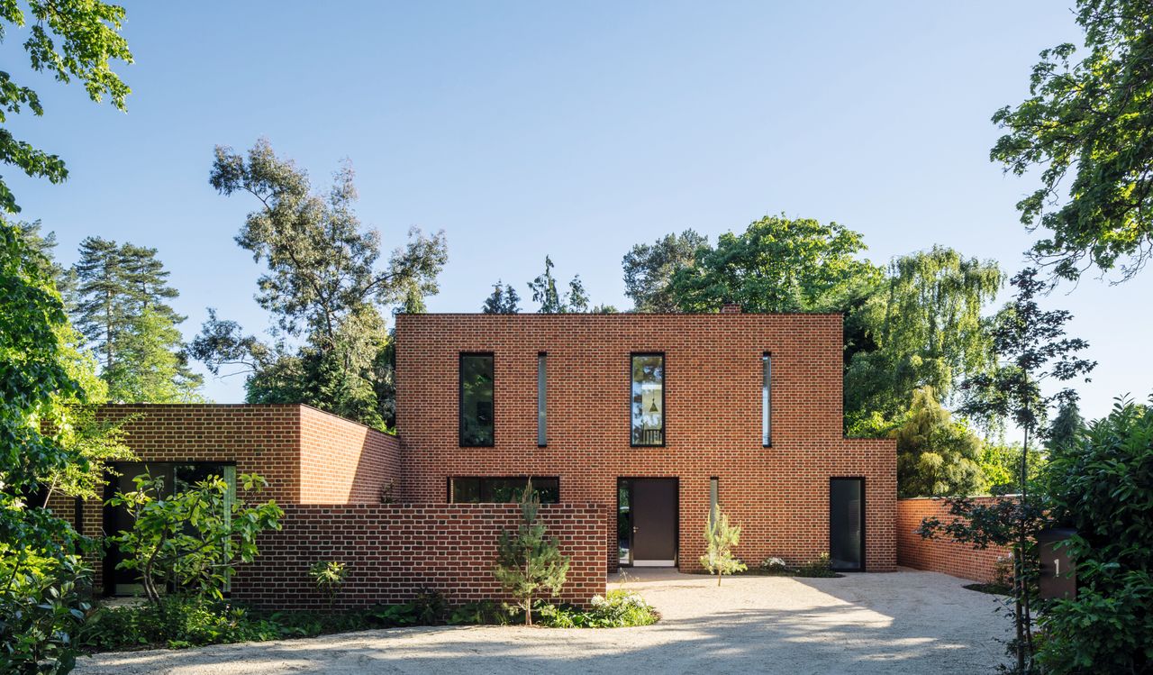 modern self build built using brick with driveway