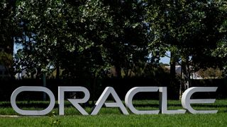 Oracle sign pictured outside the cloud computing company&#039;s Redwood City offices in California, USA.