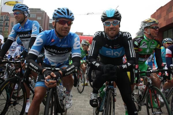 Andreas Klier (Garmin) and Bernhard Eisel (Team Sky)