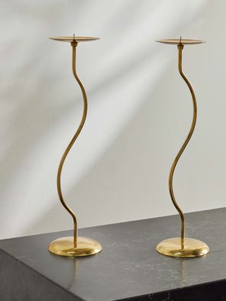 Dancing Duo Set of Two Brass Candlesticks