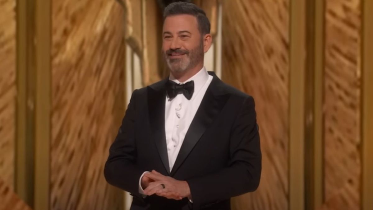 Jimmy Kimmel hosting the 2023 Oscars.