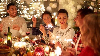 Revellers enjoy a Christmas dinner