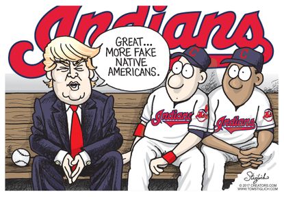 Political cartoon U.S. Trump Native Americans Pocahontas