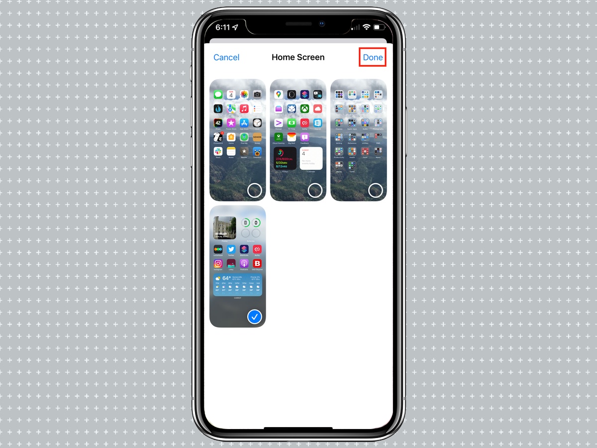 Завершите выбор домашних экранов для режима фокусировки в iOS 15