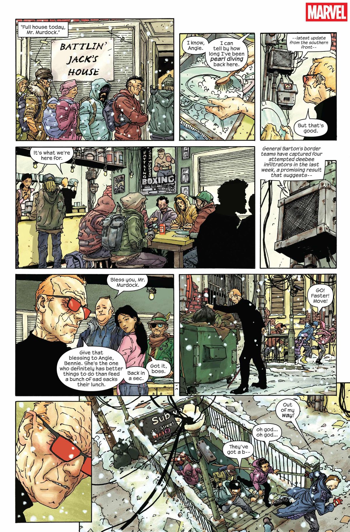 Interior pages from Daredevil: Cold Day in Hell #1.