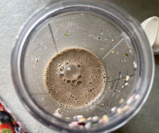 A protein shake made in the Nutribullet Portable Blender