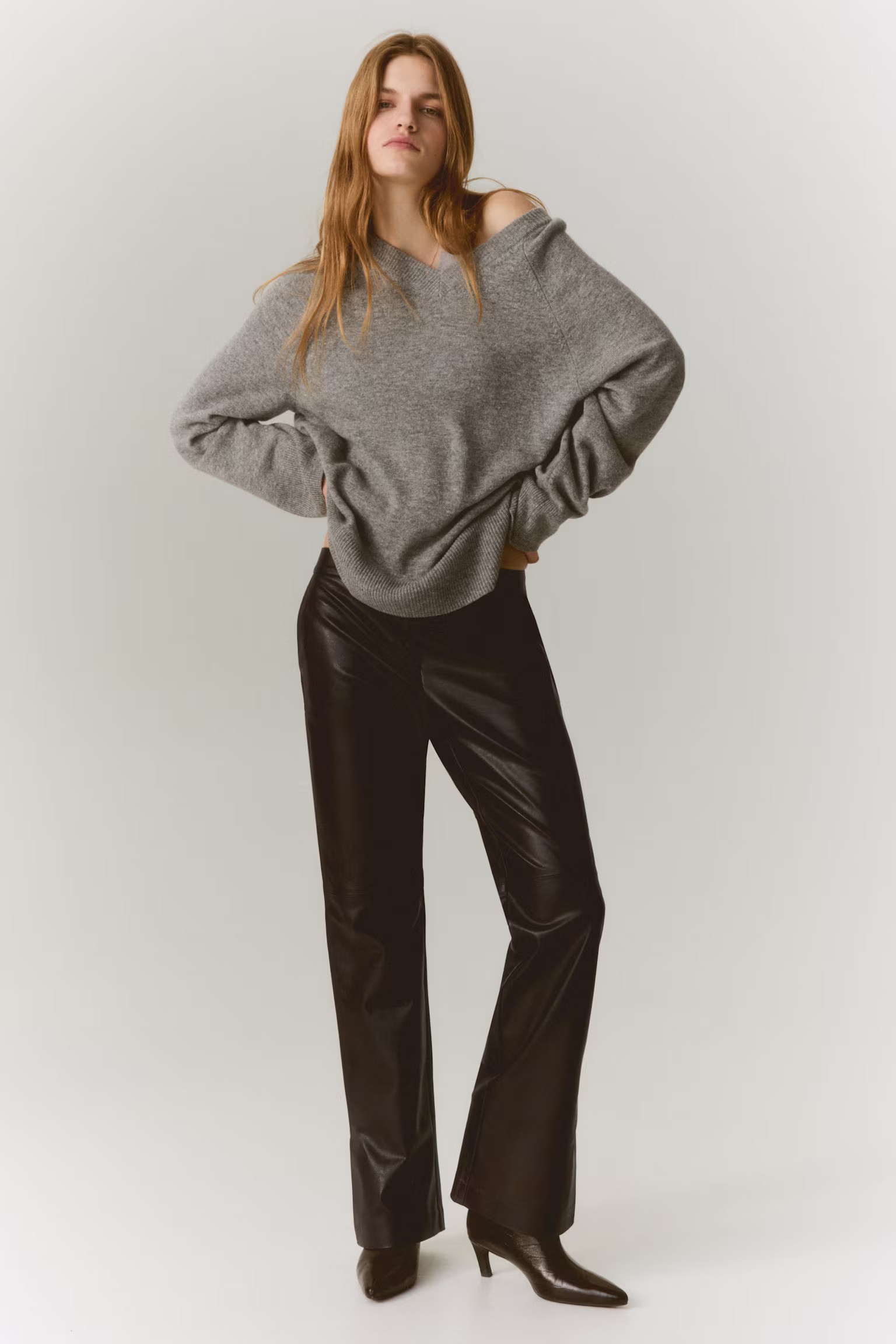 H&amp;amp;M, Coated Bootcut Trousers