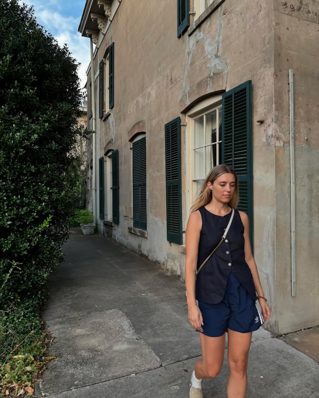 Aemilia Madden in sporty shorts