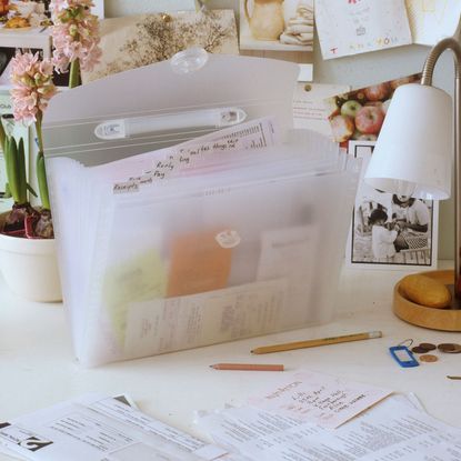 White file lamp with potted plants
