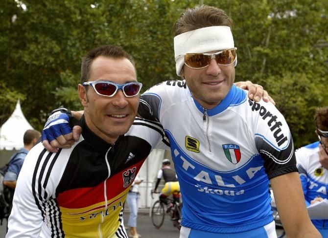 2005 Worlds: Erik Zabel (Germany) and Alessandro Petacchi (Italy) in Madrid, Spain for the world championships
