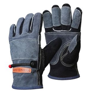 Yeswelder Leather Work Gloves for Men or Women，suitable for Welding & Gardening Etc. Cowhide Leather With Cotton Lining, Wrist Closure, Grippy and Durable.reinforced Palm and Finger,black-Gray L