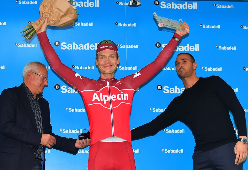 Tony Martin celebrates winning stage 2 at the Volta a la Comunitat Valenciana