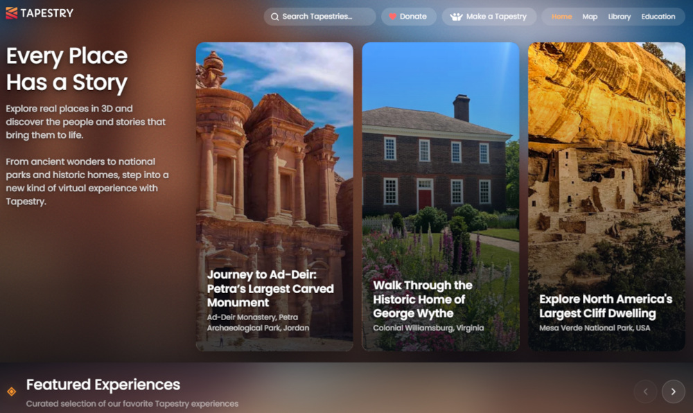 Tapestry provides free interactive 3D tours of the world's most fascinating places