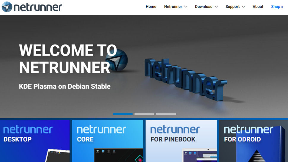 Tangkapan layar situs web untuk Netrunner