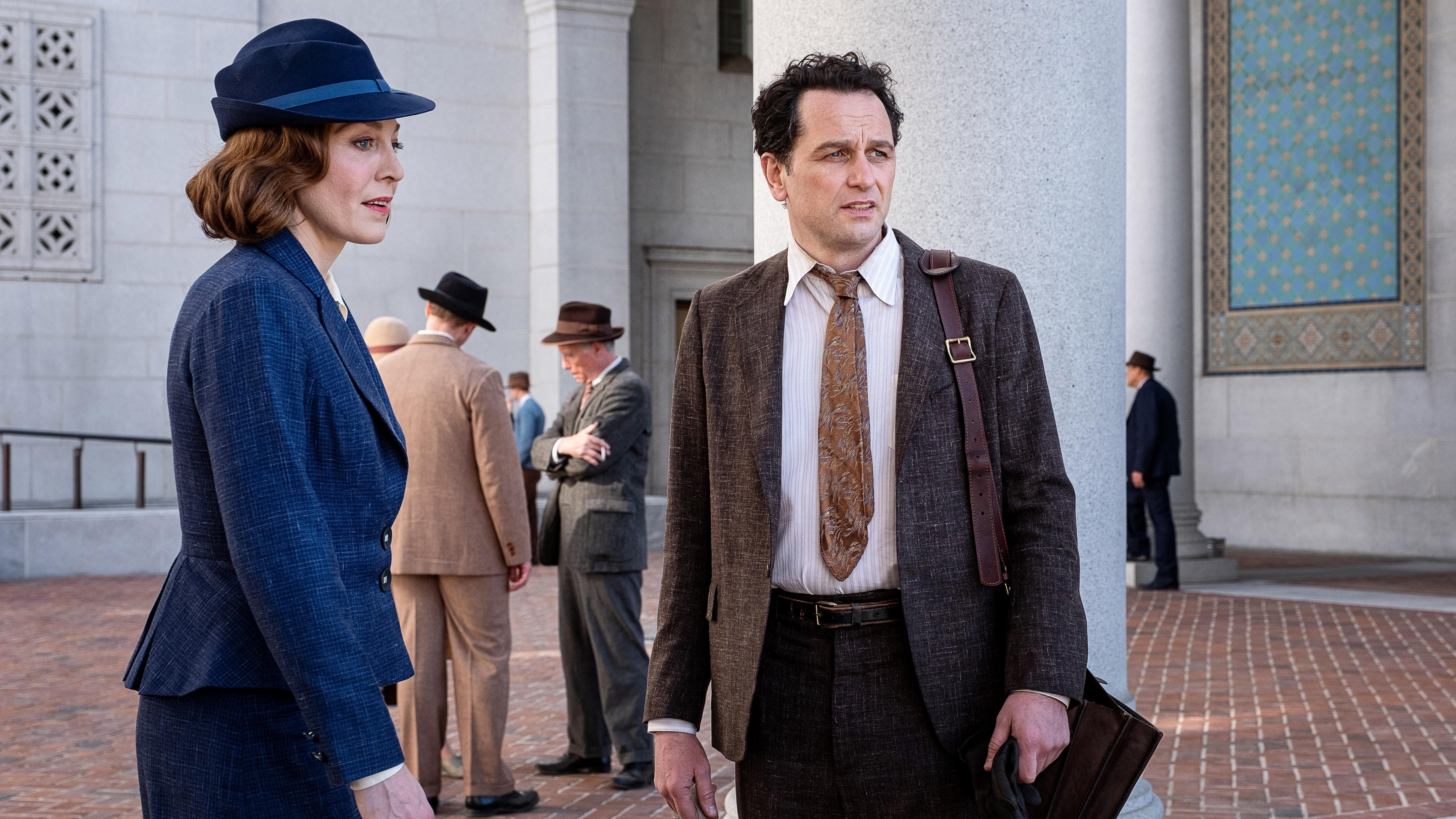 Della Street (Juliet Rylance) and Perry Mason (Matthew Rhys) in Perry Mason season 2