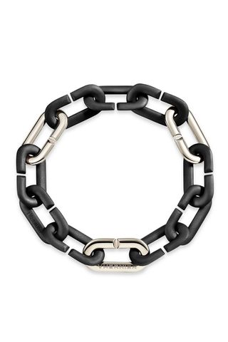 Vhernier Mon Jeu Black Titanium & 18K White Gold Oval-Link Chain Bracelet