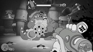 Screenshot from MOUSE: P.I. For Hire showing an alligator with a large gun.