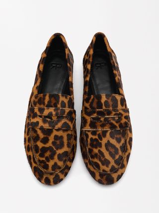 Leopard Print Leather Loafers