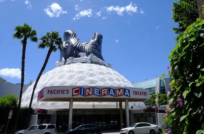 A Godzilla statue in Hollywood.