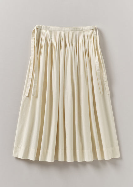 Pleated Cotton Linen Skirt | Ecru