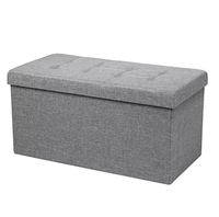 Costway Dark Grey Fabric Foldable Storage Ottoman