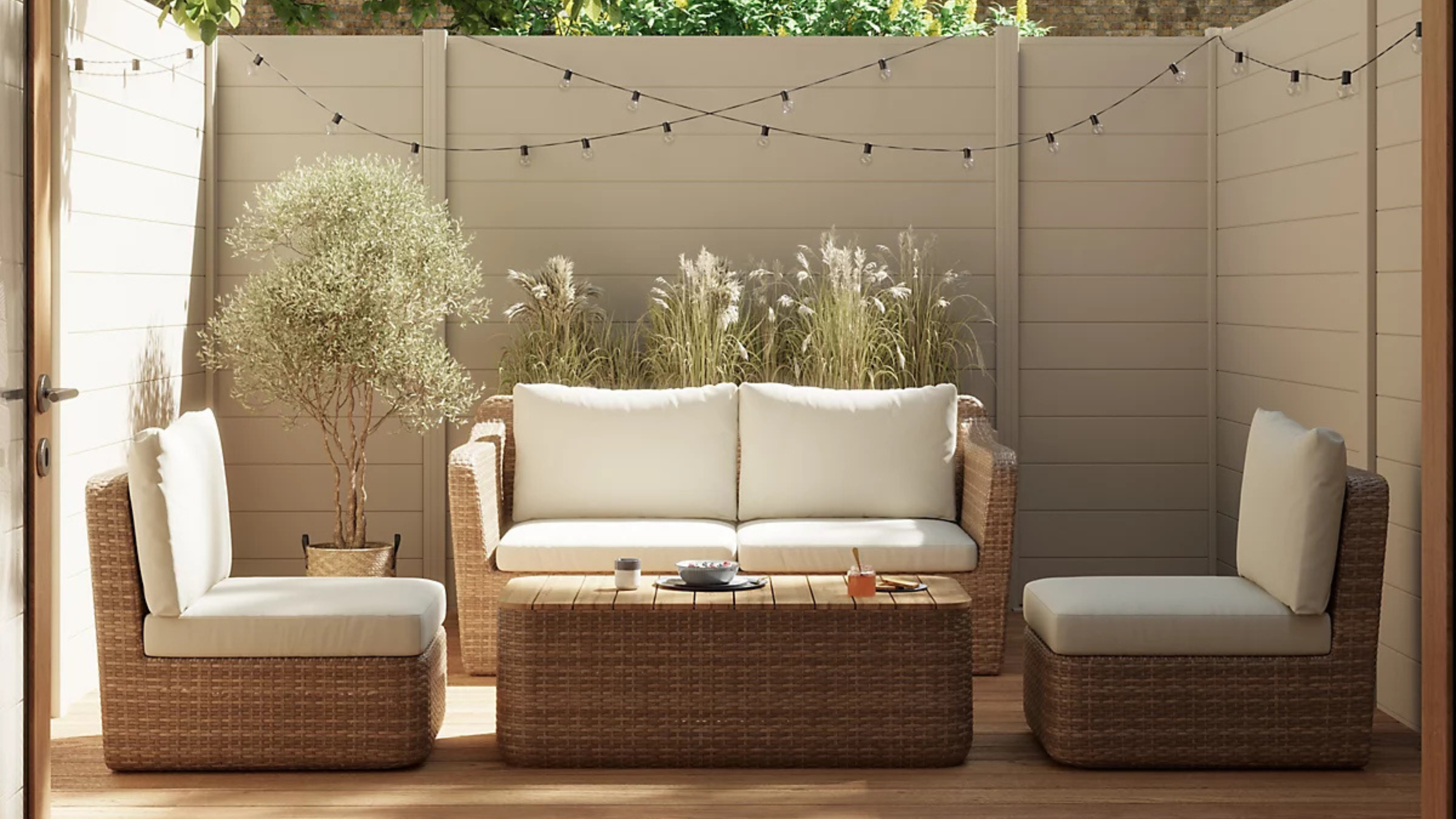GoodHome Elos Matt Beige 4 Seater Modular Coffee set