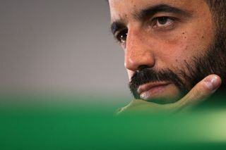 Sporting's head coach Ruben Amorim addresses a press conference at the Jose Alvalade stadium in Lisbon on February 14, 2022, on the eve of the UEFA Champions League football match between Sporting CP and Manchester City.