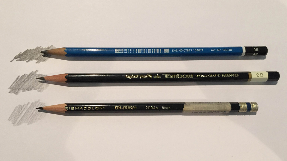 three pencils of different types