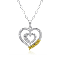 White and Yellow Diamond Heart Pendant-Necklace | $15.95