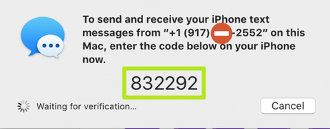 text message forwarding waiting for verification mac