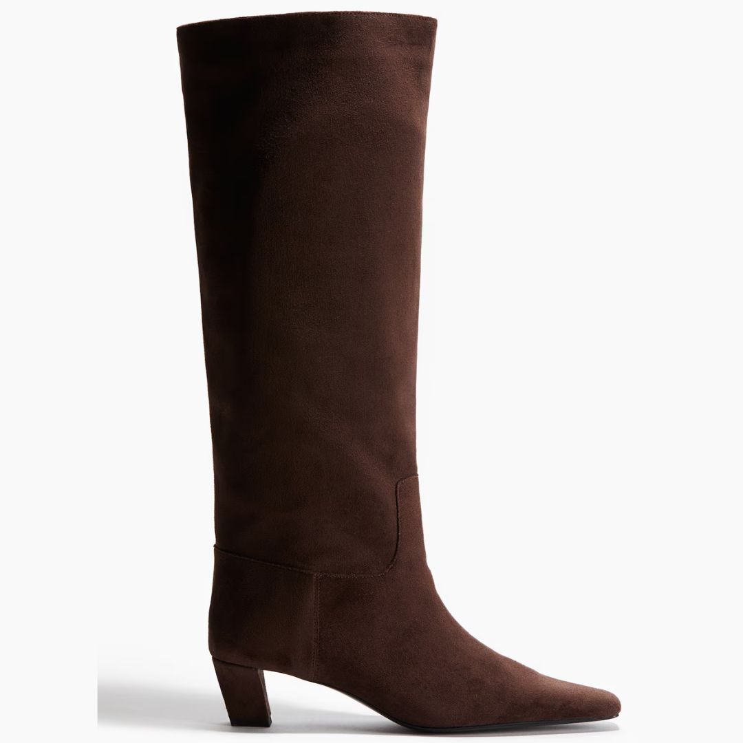 H&amp;amp;M Brown Angled Heel Knee-High Boots