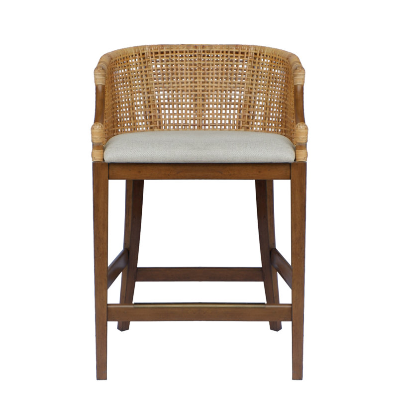 Martha Stewart Playa Handcrafted Rattan & Wood Counter Stool 25" H & Reviews | Wayfair