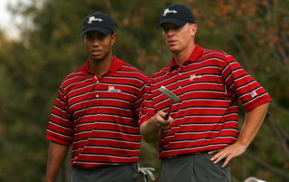 Tiger Woods and Steve Stricker at the 2007 Presidents Cup