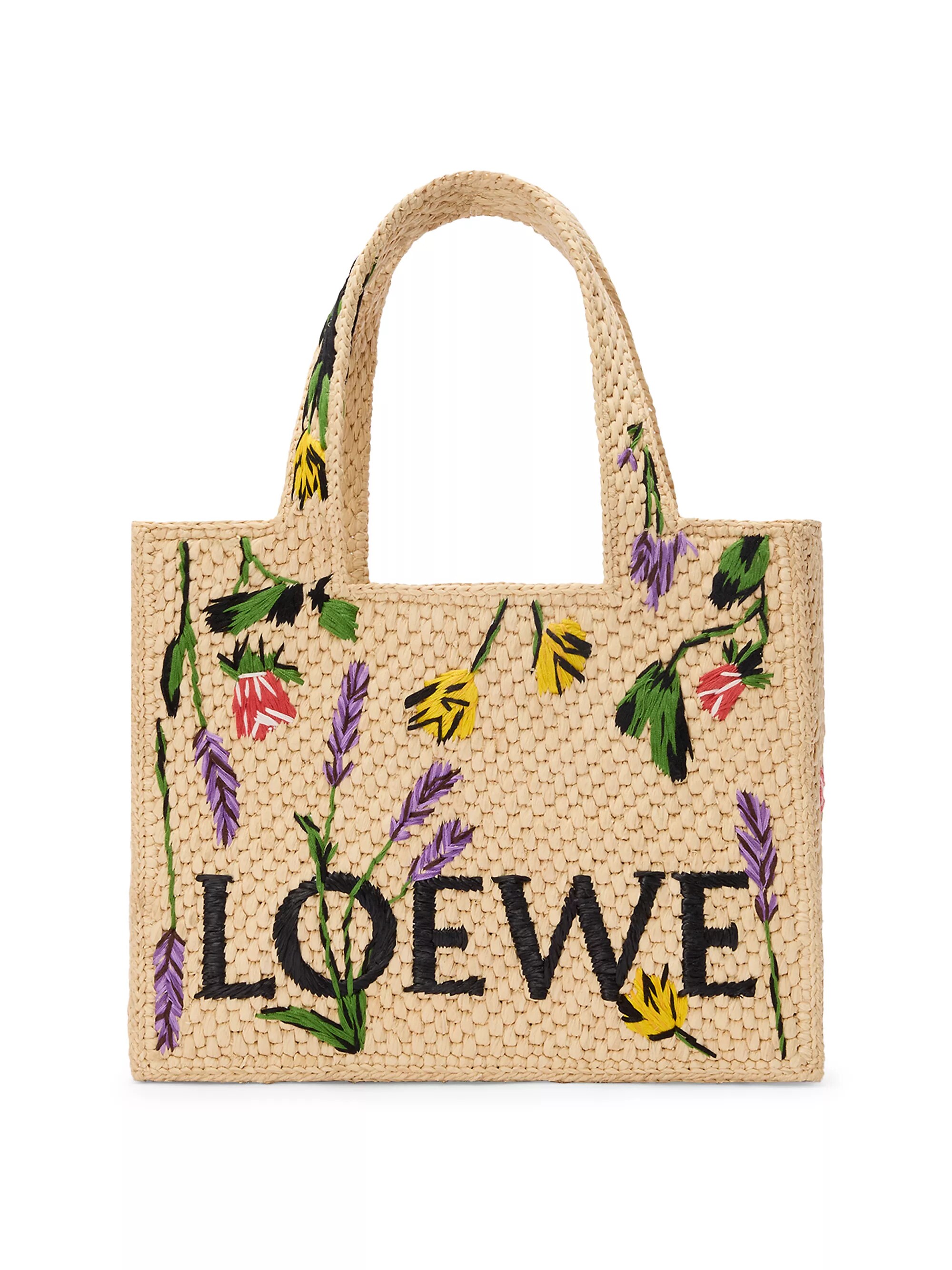 Loewe X Paula's Ibiza Font Floral Raffia Tote Bag