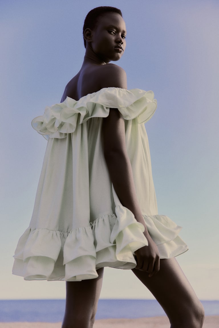 Frilled Off-The-Shoulder Dress