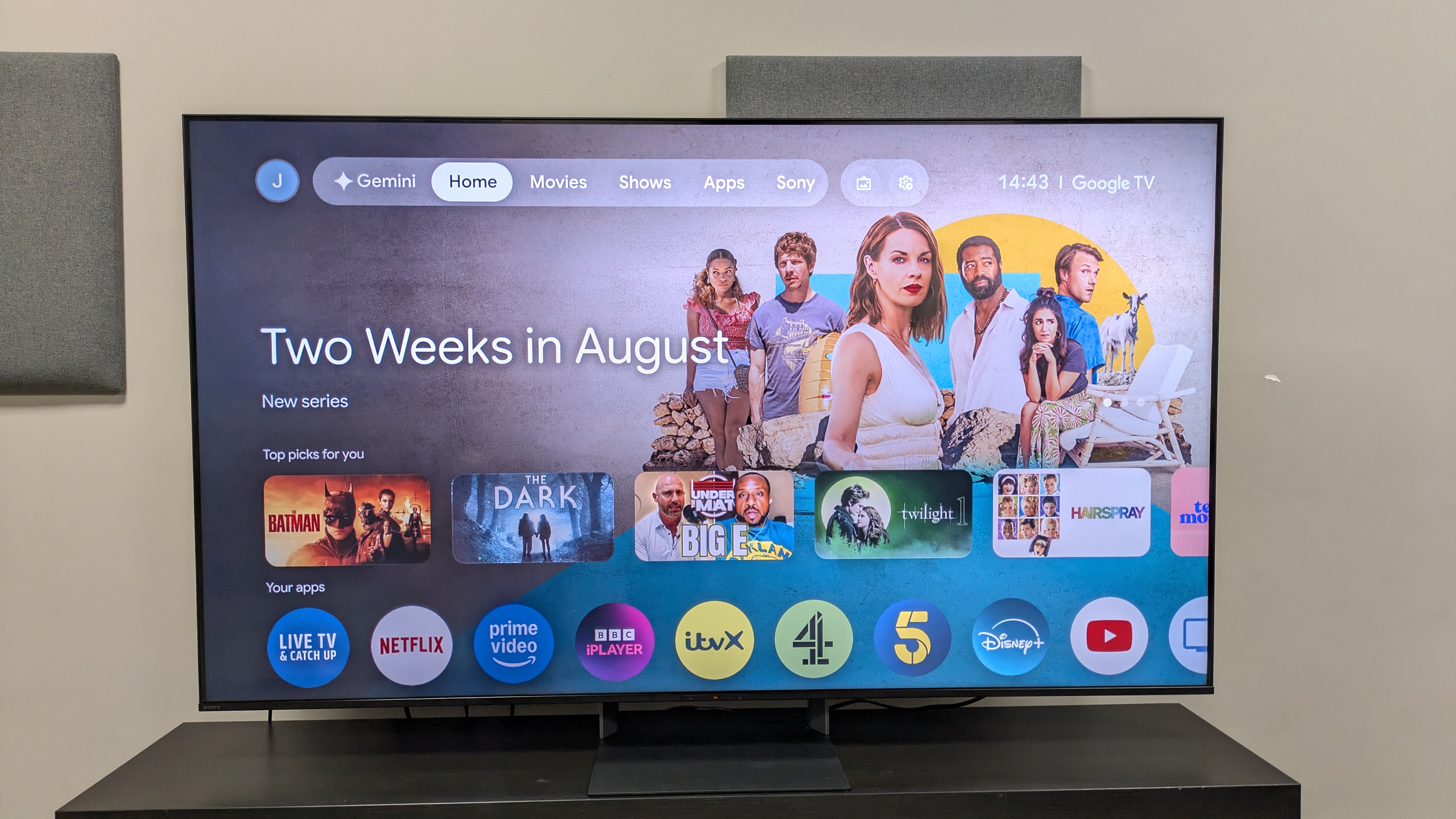 Sony Bravia 7 II with the Google TV home screen on display.