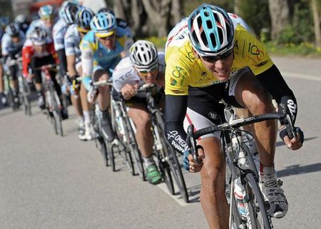 Philippe Gilbert (Omega Pharma - Lotto) defends his jersey during stage 2.
