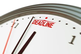 Clock approaching deadline time