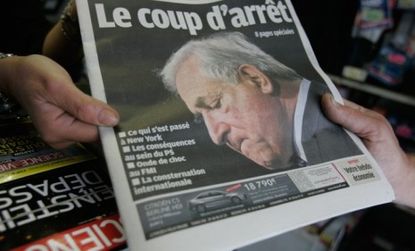 A French newspaper reports Dominique Strauss-Kahn's arrest: 70 percent of the socialist party, of which Strauss-Kahn was a leader, believe he was set up